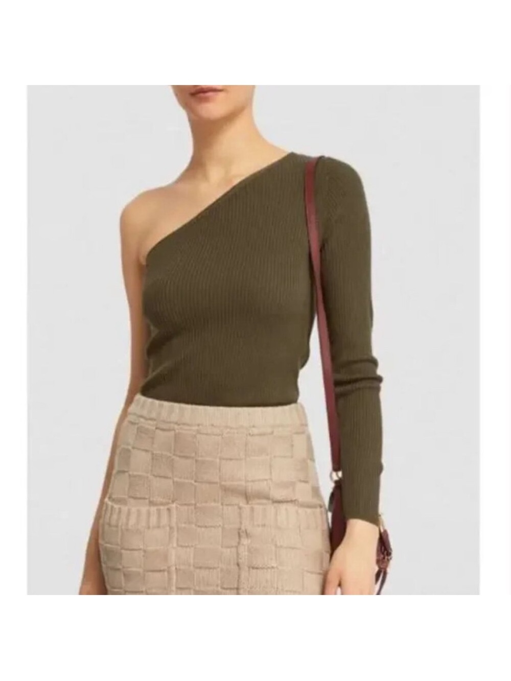 Polo Ralph Lauren  Merino wool  Ribbed khaki One Shoulder | Size Medium . NEW